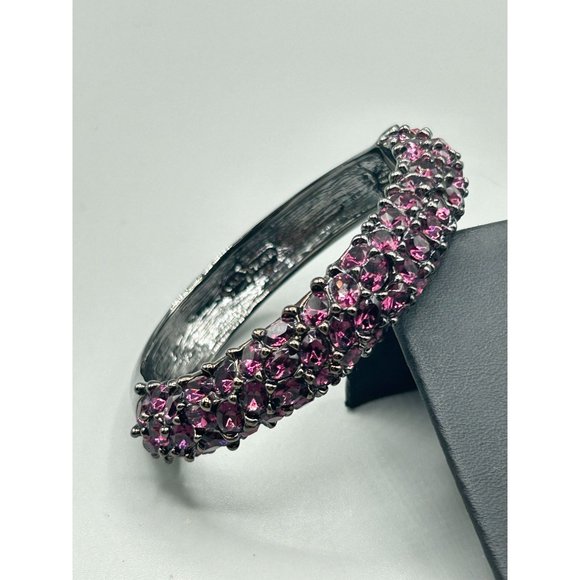 KJL Bangle Bracelet Hot Pink Fuchsia Crystals Clamper Bracelet Kenneth Jay Lane - Picture 2 of 9